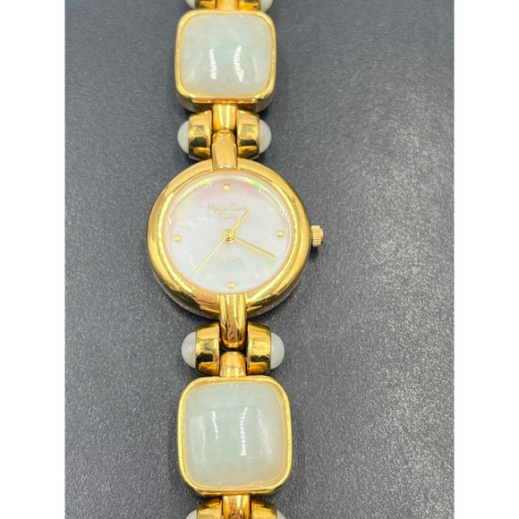 Main Line Time Green‎ Blue Jadeite Stone Mother of Pearl Bracelet wrist Watch main image 9
